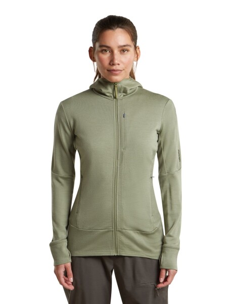 Dámská merino mikina s kapucí ICEBREAKER Wmns 260 Quantum IV LS Zip Ho, Lichen velikost: XS