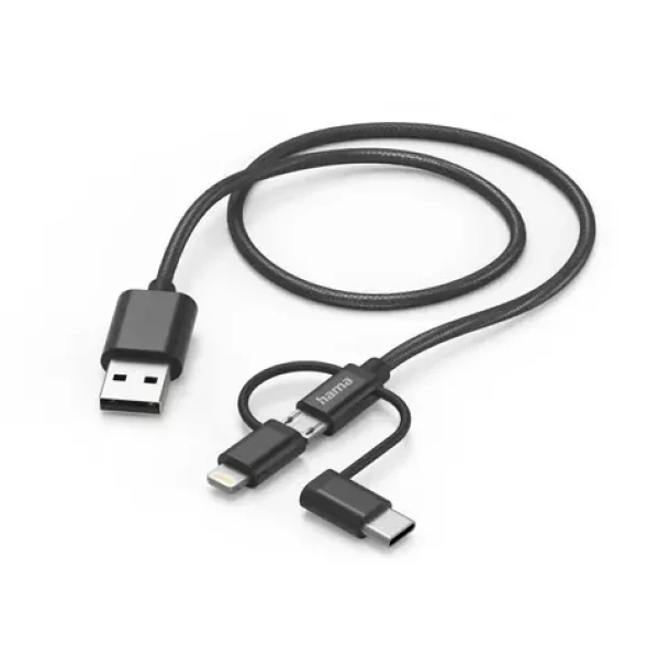 Hama USB kabel 3v1 / micro USB / USB-C / Lightning / 1,5 m (201536)