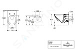 VILLEROY & BOCH - Antao Závěsné WC, Rimless, CeramicPlus, TwistFlush, alpská bílá 4674T0R1