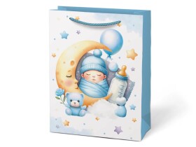 Taška dárková modrá baby 26 cm x 32 cm x 13,8 cm Taška dárková modrá baby 26 cm x 32 cm x 13,8 cm