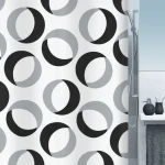 Spirella RINGS sprchový závěs motiv prstenců 180 x 200 cm šedo-černý / polyester (7610583151841)