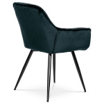 Jídelní židle, potah modročerná sametová látka, kovová 4nohá podnož, černý lak