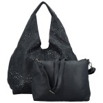 Módní koženková sada kabelek přes rameno a crossbody Saga, tmavě modrá