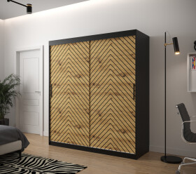 Šatní skříň Abi Jodelka 1 Barva korpusu: Černá, Rozměry: 180 cm, Dveře: Dub artisan