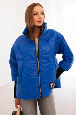 Dámská prošívaná bunda s krátkým střihem a stojáčkem chabrová UNI