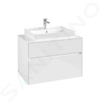 VILLEROY & BOCH - Collaro Umyvadlová skříňka, 800x548x500 mm, 2 zásuvky, Glossy White C08000DH