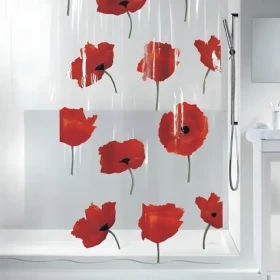 Spirella POPPY sprchový závěs motiv tulipány čirý / 180 x 200 cm / PEVA
