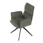 Židle jídelní, zelená látka, 360° vratný mechanismus, černý kov