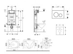 GEBERIT - Kombifix Set předstěnové instalace, kompaktního klozetu Gaia a sedátka softclose, tlačítko Sigma20, nerez SANI15CA6103