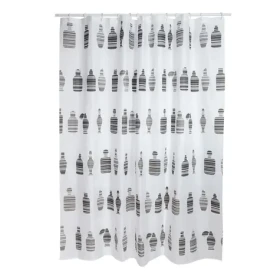 MSV MOSHI bílý / Sprchový závěs / motiv parfémů / 180 x 200 cm / polyester / s kroužky