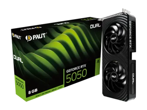 Palit GeForce RTX 5050 Dual 8GB / 2572MHz / 8GB GDDR6 / 128-bit / 1x HDMI + 3x DP / 550W (8) (PALr55d2)