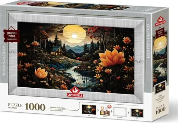 ART PUZZLE 5666 Puzzle s rámem a lepidlem 3v1 Noční krásky