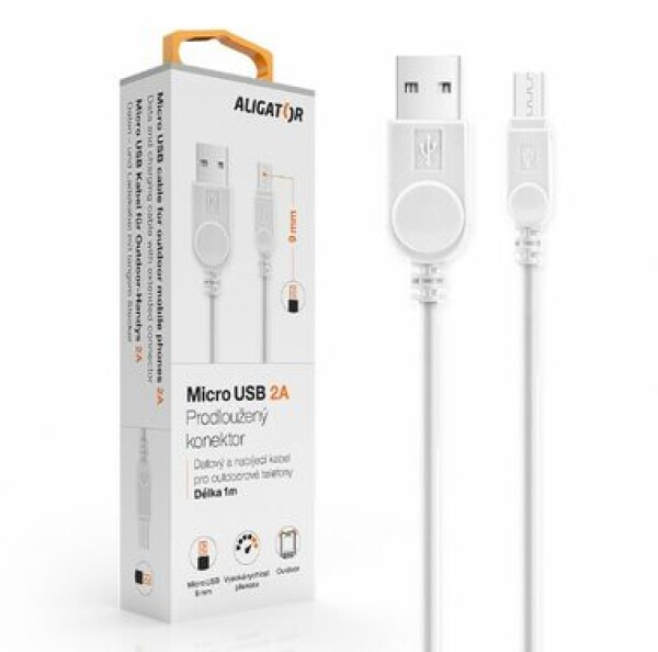 Aligator DAKAMUOUTWT Datový, micro USB, 2A, 1m, bílý