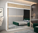 Šatní skříň Abi T3 s nástavcem Barva korpusu: Černá, Rozměry: 150 cm, Dveře: Černá