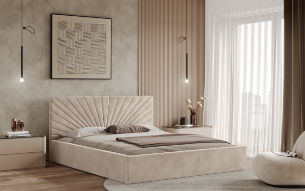 FRONTI Postel BACOLI 120x200 béžová s úložným prostorem