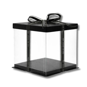 Cake Star Cake Star Plastový hranatý box na dorty bez stuhy 4Cake černý (33 x 33 x 40 cm)