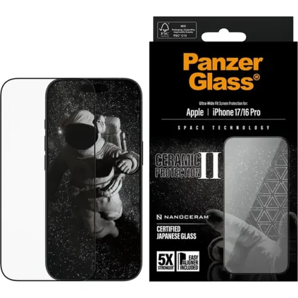 PanzerGlass Ceramic II Apple iPhone 17/16 Pro s instalačním rámečkem (PG98539)
