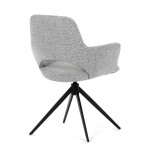 Židle jídelní, šedá látka, 360° vratný mechanismus, černý kov