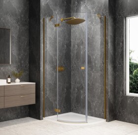 POLYSAN - GLOBE GOLD MATT čtvrtkruhový sprchový kout 1000x800, čiré sklo, levé GB2180LG