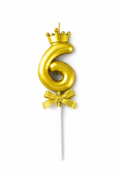 Dortová svíčka s "korunkou" zlatá č.6