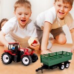 MalPlay TRAKTOR FARMÁŘSKÝ 47cm S ODNÍMATELNÝM PŘÍVĚSEM + FIGURKA FARMÁŘE