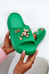 Dámské lehké pěnové žabky s ozdobami zelené Orchia 40/41