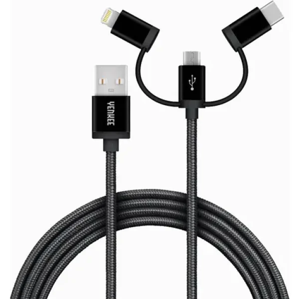 YENKEE YCU 400 BK Kabel USB-A (M) - Micro USB (M) USB-C (M) Lightning (M) 1m černá (8590669272723)