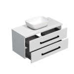 Koupelnová skříňka s černou úchytkou a krycí deskou SAT Cube Way 100x53x46 cm bílá lesk CUBE46C1003BISAT45 CUBE46C1003BISAT45