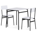 Jídelní set s 2 židlemi, 70x70x76cm, mdf, bílá, AUT-O2121 WT