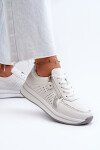 Dámské kožené tenisky na platformě bílé ligustr 36