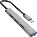 Orico USB hub hliníkový / USB hub / 1x USB-A 3.1 / 2x USB-A 2.0 / čtečka karet microSD / kabel 15 cm (AH-12F-GY-BP)