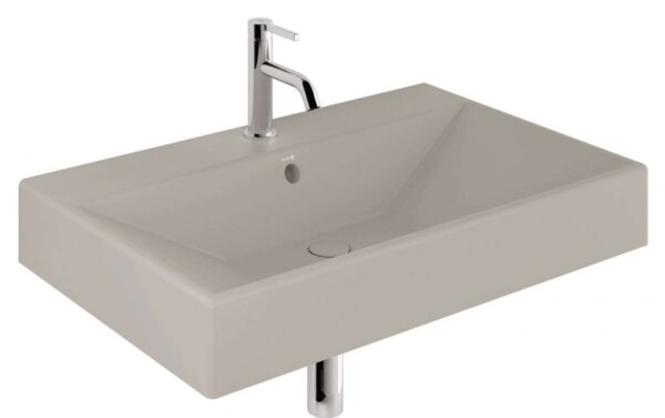 KLUDI - Resa Umyvadlo 81x51 cm, s přepadem, s otvorem pro baterii, matná pískově šedá 59WW81O2