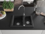 MEXEN/S - Carlos granitový dřez 1.5 včetně baterie Telma, černá/stříbrná metalik 6518-73-670200-00