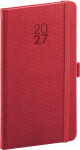 NOTIQUE Diář 2027: Diamante - červený, kapesní, 9 x 15,5 cm