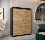 Šatní skříň Abi V1 Barva korpusu: Černá, Rozměry: 120 cm, Dveře: Dub artisan