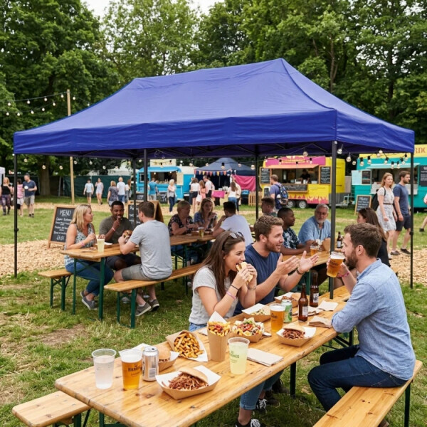 Samorozkládací párty stan se stěnami v různých barvách 3 x 6 m modrá