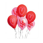 Balónky latexové Love a srdce růžovo-červené 6 ks - Albi