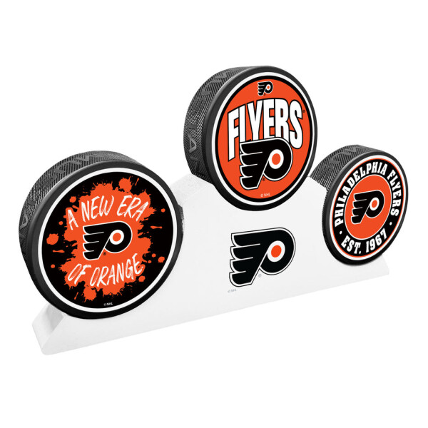 Mustang Puk Philadelphia Flyers NHL 3 Puck Podium Set