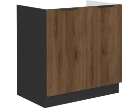 Kuchyňská dřezová skříňka Monza, 80 cm, ořech/černá