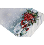 DumDekorace Vánoční gobelínový ubrus s lurexem - vánoční skřítek a zimní krajina Šířka: 45 cm | Délka: 90 cm