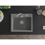 MEXEN - Elix granitový dřez 1-miska 600 x 500 mm, šedý, sifon chrom 6525601005-71