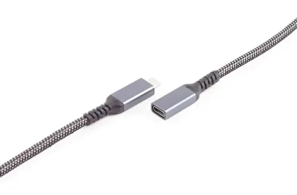 Shiverpeaks USB-C prodlužovací kabel / Prodlužovací kabel / USB-C(M) - USB-C(F) / USB 3.2 / PD / textilní / 1,5 m (BS14-74006)