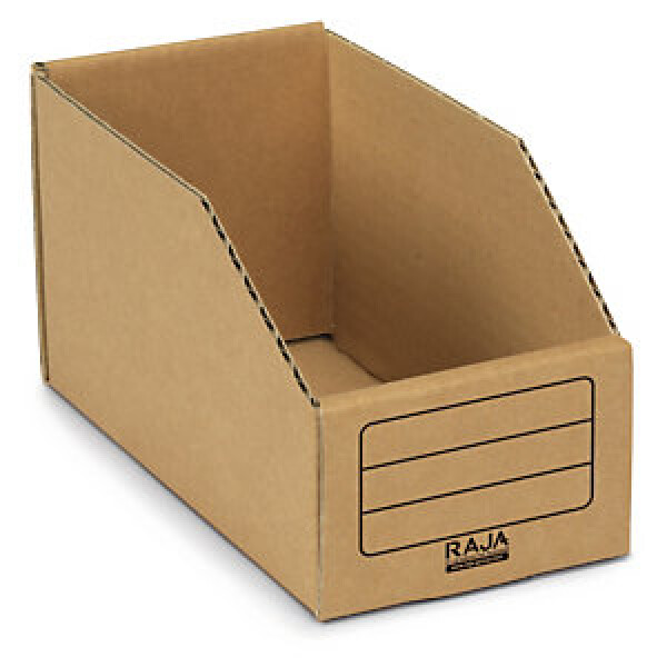 50 x Kartonový regálový zásobník, skládací 223 x 111 x 75/120 mm, hnědý, objem 2.4l, nosnost 1kg | RAJA