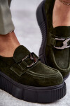 Módní semišové boty na platformě Khaki Marsol 40