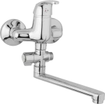 JB Sanitary Nástěnná umyvadlová a sprchová baterie SLIM, rozteč 100 mm, otočný přepínač, bez příslušenství, ramínko 200 mm A10 32 00