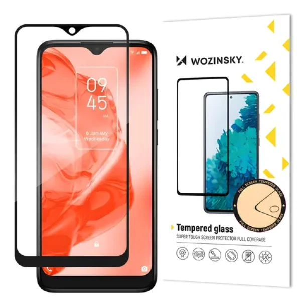Wozinsky Full Glue tvrzené sklo s rámečkem pro TCL 205 černé / Ochranné sklo / Case Friendly