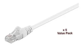 MicroConnect CAT5e U/UTP VALUEPACK 15m bílá / PVC / 5ks (V-UTP515WVP)