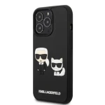 Pouzdro Karl Lagerfeld and Choupette 3D iPhone 13 Pro černé