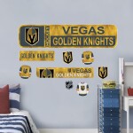 Mustang Drinkware Samolepky na Stěnu Vegas Golden Knights NHL Repositionable Street Signs Wall Decal Set