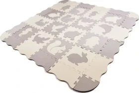 KIK Pěnové puzzle šedo-krémové zvířátka